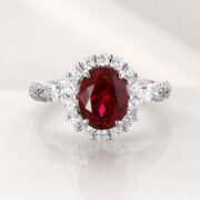 SIGLO 2.72ct lab-grown ruby halo ring in S925 sterling silver