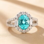 Side view of SIGLO S925 sterling silver Paraiba gemstone ring
