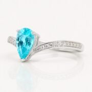 S925 sterling silver lab-grown Paraiba gemstone ring
