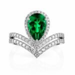 Lab-Grown Emerald Ring with 2.84ct pear-cut center stone