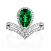 Lab-Grown Emerald Ring with 2.84ct pear-cut center stone
