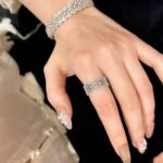 Woman wearing SIGLO sparkling S925 sterling silver statement ring
