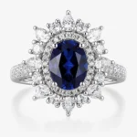 Royal Azure Crown 1.8ct Lab-Grown Sapphire Ring in S925 Silver