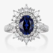 Royal Azure Crown 1.8ct Lab-Grown Sapphire Ring in S925 Silver