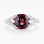 2.76ct Cushion Cut Garnet Ring with natural deep red garnet in S925 sterling silver