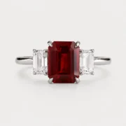 Crimson Trinity 2.21ct Lab-Grown Ruby Three-Stone Ring in S925 Sterling Silver