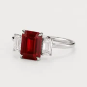 Crimson Trinity 2.21ct Lab-Grown Ruby Three-Stone Ring in S925 Sterling Silver - Image 4