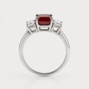 Crimson Trinity 2.21ct Lab-Grown Ruby Three-Stone Ring in S925 Sterling Silver - Image 3