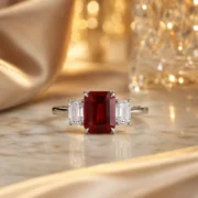 Crimson Trinity 2.21ct Lab-Grown Ruby Three-Stone Ring in S925 Sterling Silver - Image 2