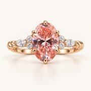 Front view of Rosé Harmony 2.5ct Oval Pink Diamond Ring