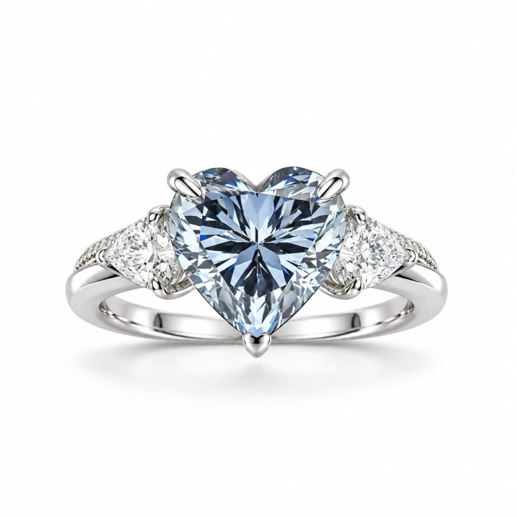 Front view of Azure Devotion 3ct Heart Shaped Diamond Ring