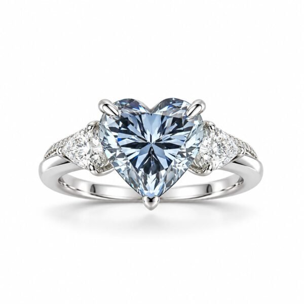Front view of Azure Devotion 3ct Heart Shaped Diamond Ring