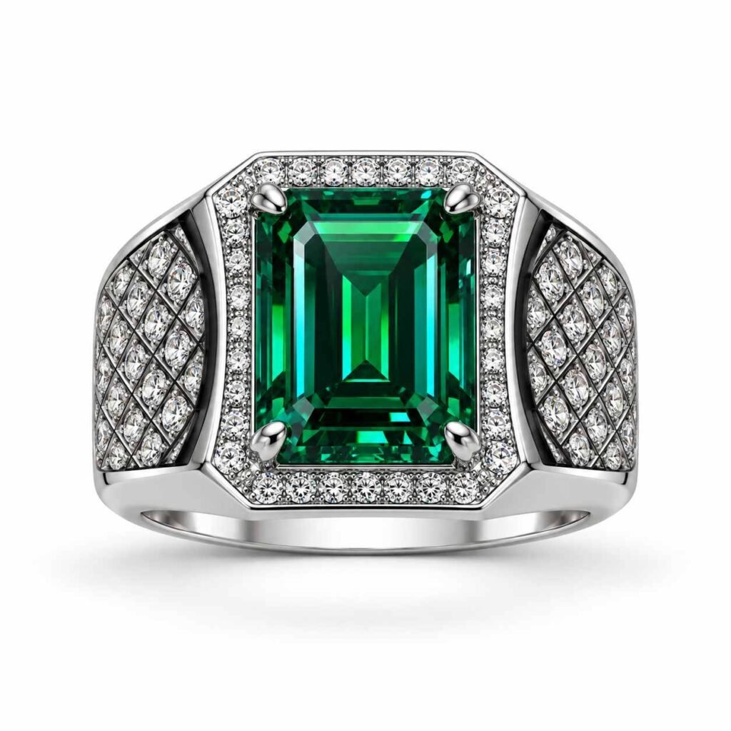 Front view of Sovereign Fire 5 Carat Moissanite Ring