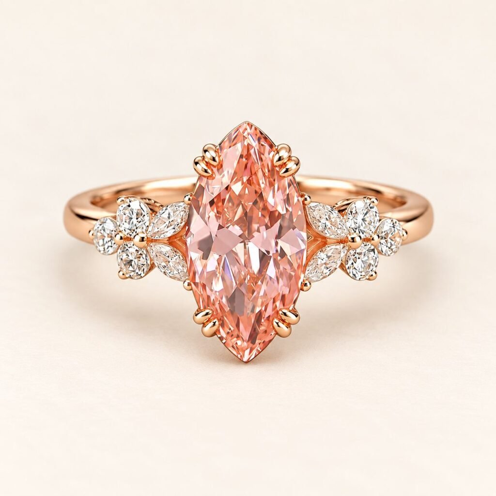 Front view of Blush Fleur 2ct Pink Diamond Ring