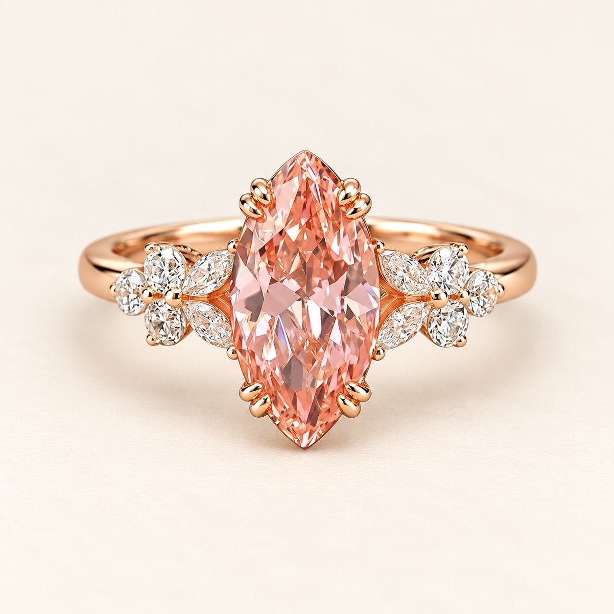 Front view of Blush Fleur 2ct Pink Diamond Ring