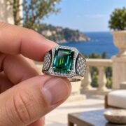 Side profile of an S925 silver moissanite ring for men