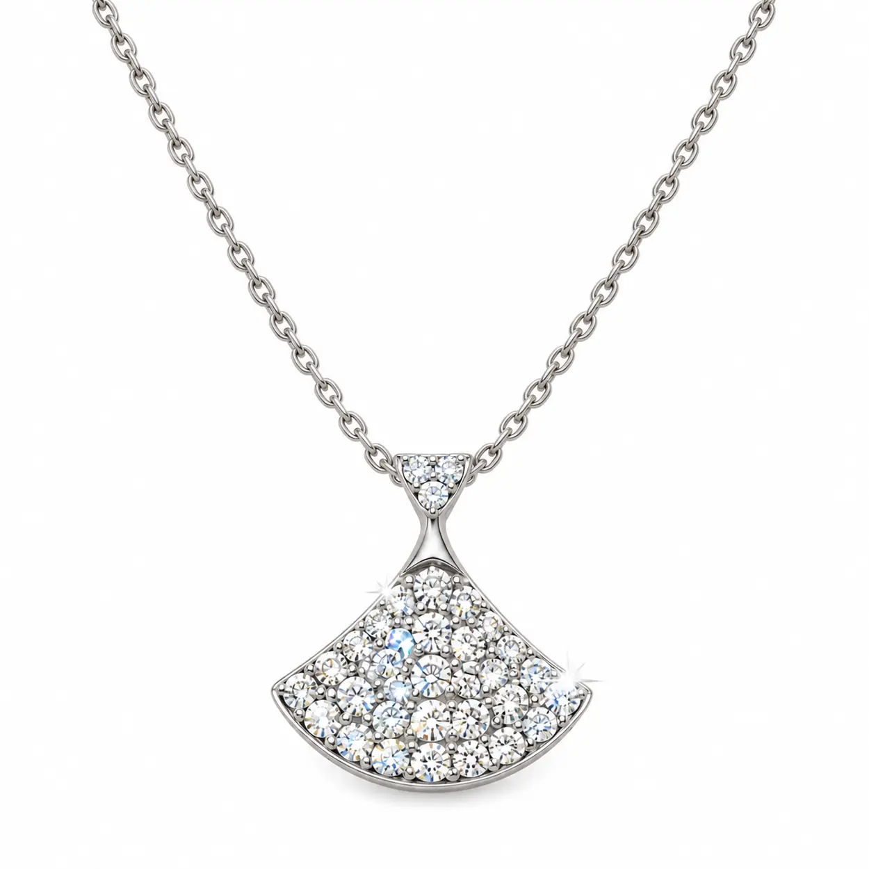 ginkgo-fan-pendant-necklace-front-half-v2 Front view of the SIGLO diamond fan pendant necklace with a stone-set bail