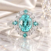 Side profile of the Aqua Empress crown-inspired setting
