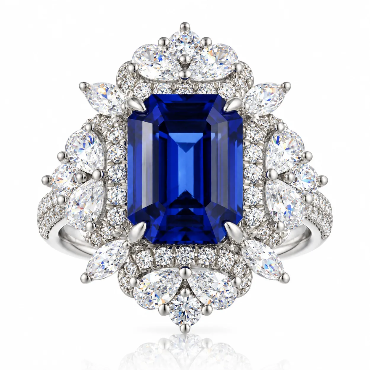 Front view of Royal Versailles Lab-Grown Sapphire Ring
