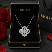 Luminous Luck lab-grown diamond clover necklace presented in a SIGLO jewelry gift box