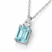Angled view of the natural topaz Sugar Cube Pendant showing stepped facets and an S925 silver setting