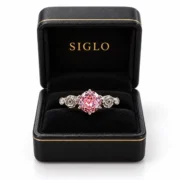 True Love pink rose ring presented in a SIGLO jewelry gift box